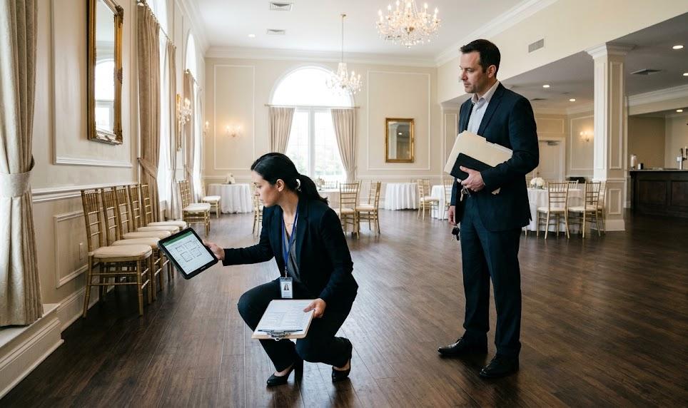 Etat des lieux d'une salle de réception louée 